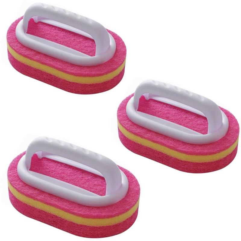 Bathroom Cleaning Sponge with Handle Scratch Free Reusable Widely Used Kitchen Scrubbing Sponge Residue Remover