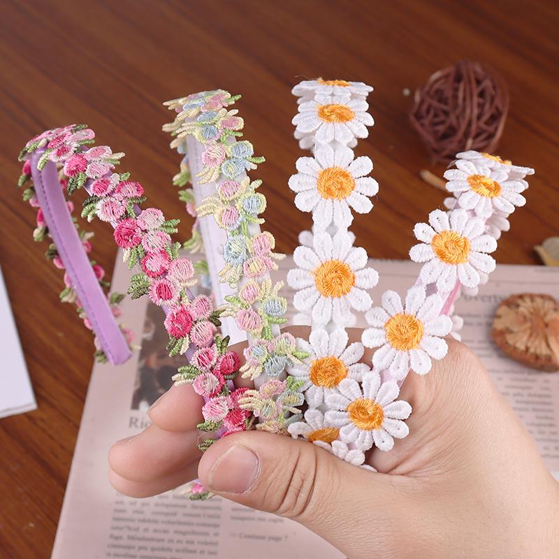 Boho Chic Daisy Girls Headbands Women Solid Embroidery Flower Hair Bands Kids Candy Chrysanthemum Headwear Hair Accessories