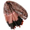 Bohemian Ethnic Style Cotton Linen Texture Scarf Floral Pattern For Travelling Sun Protection Beach Vacation Shawl And Wraps