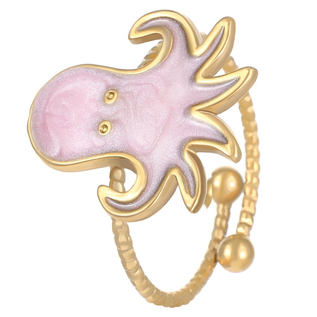 2026 Neuer Verstellbarer Öffnungsring Tropföl Super Süß Meereswind Meerestier Edelstahl Serie Ring