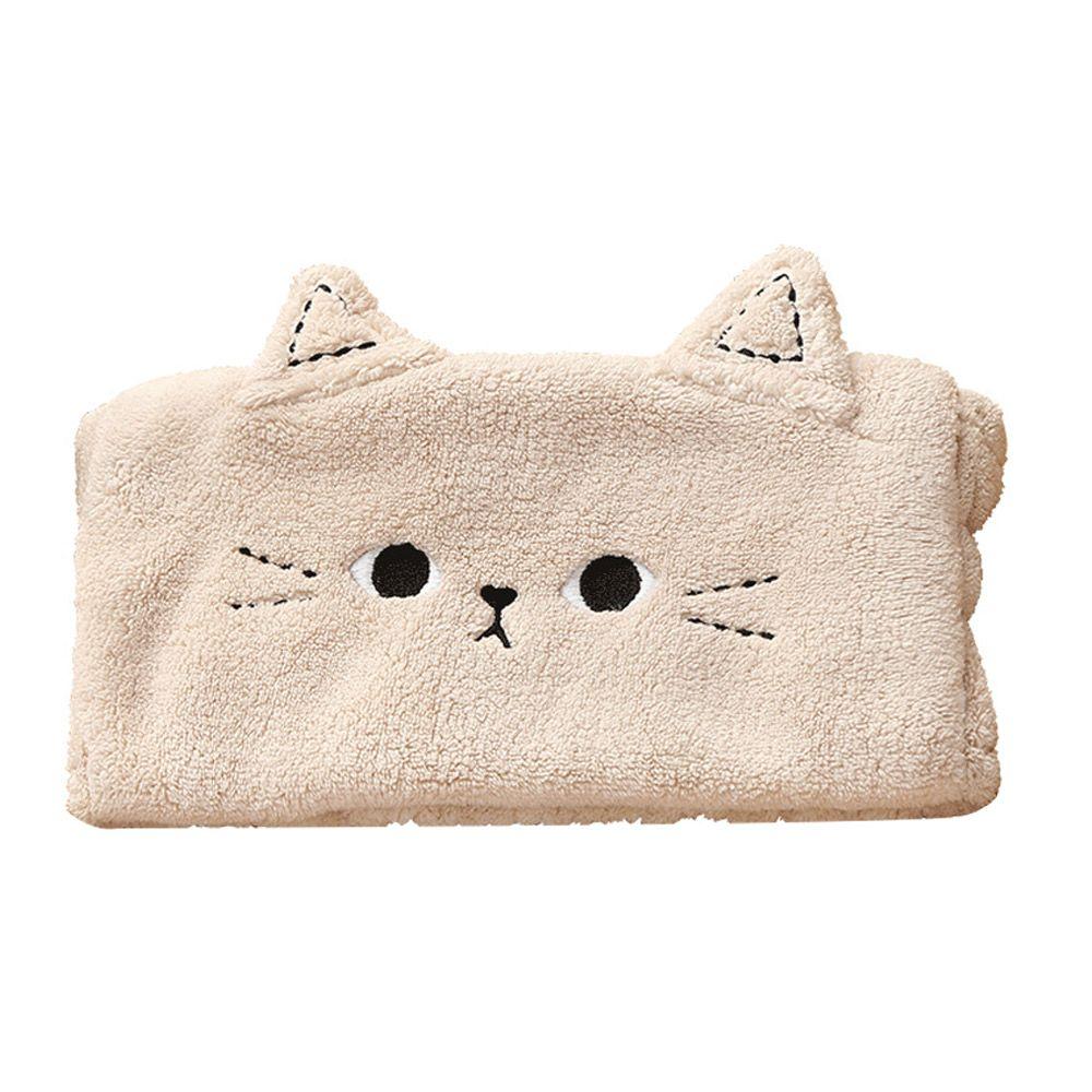 Женские Девичьи Милые Коралловые Флисовые Головные Уборы Повязки для Умывания Лица Повязки на Голову с Ушками Кошки Тюрбаны