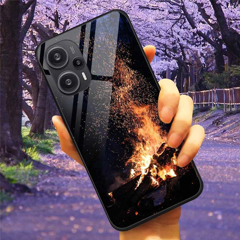 For Xiaomi Poco F5 5G / F5Pro Case Tempered Glass Lake Moon Hard Phone Cover for POCO F5 Pro Capas Funda on PocoF5 Luxury Coque