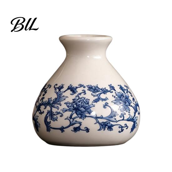 Durable Decorative Planter Small Blue and White Porcelains Vase, Mini Chinoiserie Bud Vintage Ceramic Diameter Bonsai Oriental Handmade Chinese Flower