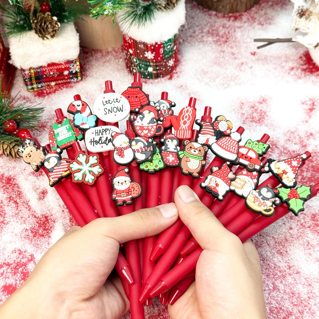 20PCS Christmas Series Ballpoint Pens Creative Black Ink Pen Smooth Writing Office Pens Holiday Gifts School Students Supplies