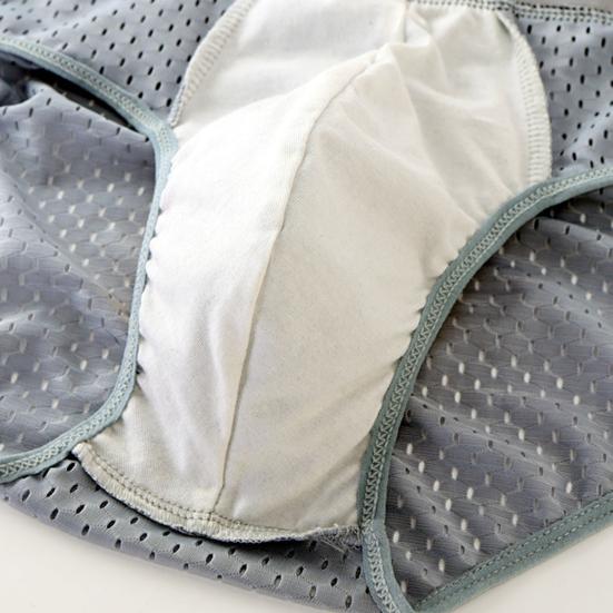 Men Panties Breathable Mesh Elastic Mid Waist Color Block No Trace Inside Wearing Large Size Ice Silk Sexy Male Underwear Briefs for Daily Life