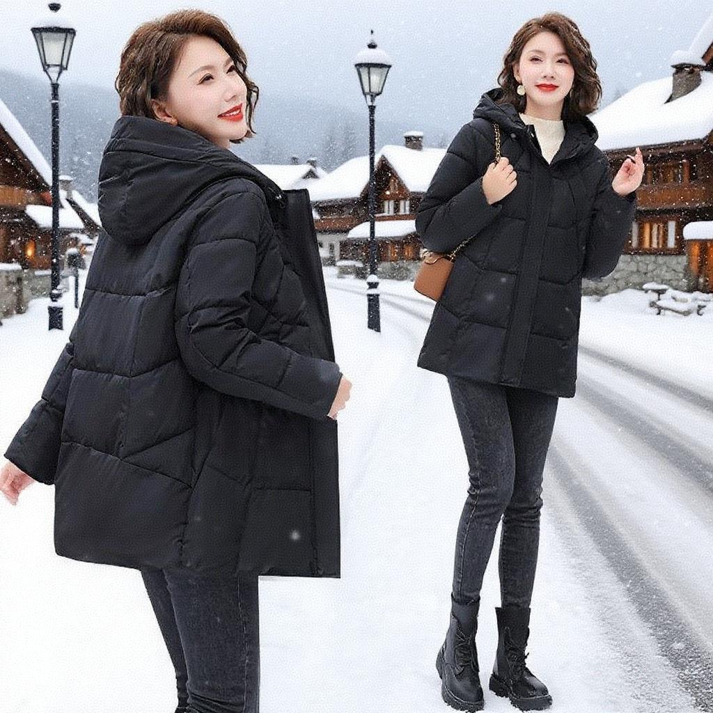 Padded Jacket Winter Down Mother Fashion Plus Size Loose Thick Hooded Padded Jacket
