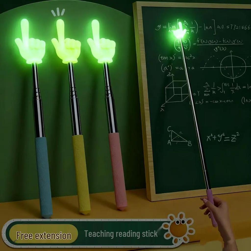 Luminous Reading Stick: Telescopic Gold Finger Pointer for Students and Teachers