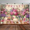 2D Pink Tea Party Backdrop Afternoon Photography Background