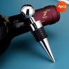 4Pcs Reusable Bottle Stopper with Sleek Metallic End, Durable Wine Corks for Sealing Bottles, Decorative Bar Accessories for Holiday Party and Wedding
