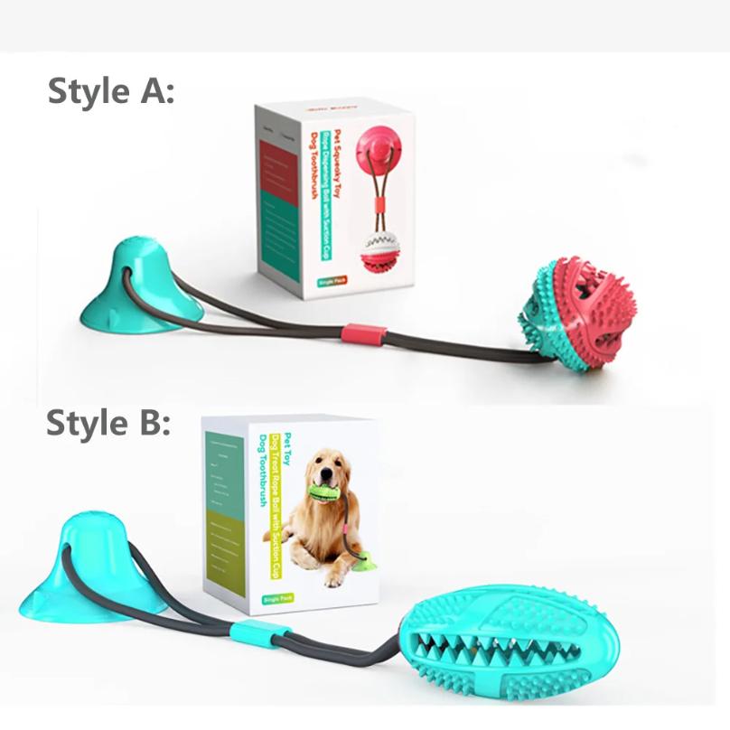 Dogs Food Toys Silicon Suction Cup Tug Interactive Dog Ball Toy For Pet Chew Bite Tooth Cleaning Toothbrush Feeding Pet Supplies