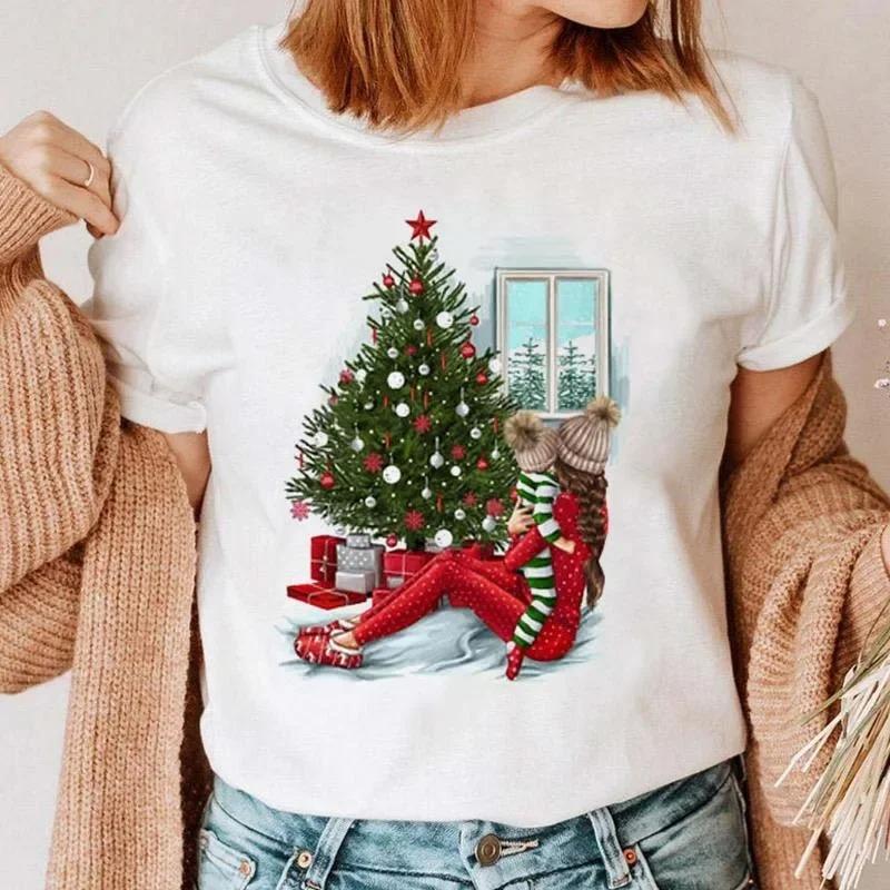 1PC Christmas Snowman Tshirt New Year Christmas Tree Tshirt 2025 Printed Tshirt Womens Shirt Clothing Tshirt