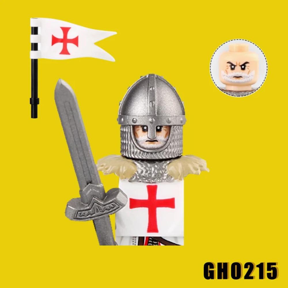 Средневековые военные Тевтонские рыцари тамплиеры Строительные блоки Древние фигурки конных воинов Флаг Шлем Топор Лук Щит Кирпичики Игрушки