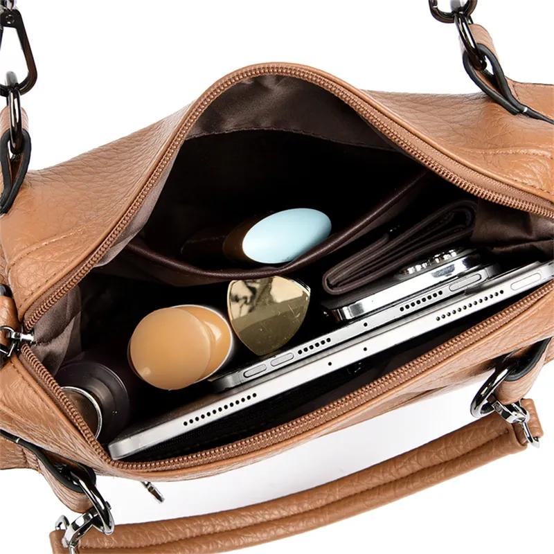 Vintage berühmte Marke Damen weiche Lederhandtasche große Kapazität Einkaufstasche Damen Schulter Crossbody Taschen