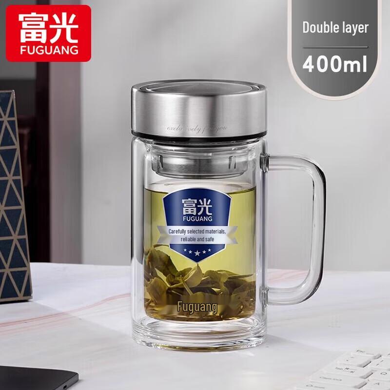 Fuguang Double-Wall Glass Tea Tumbler with Infuser 400ml