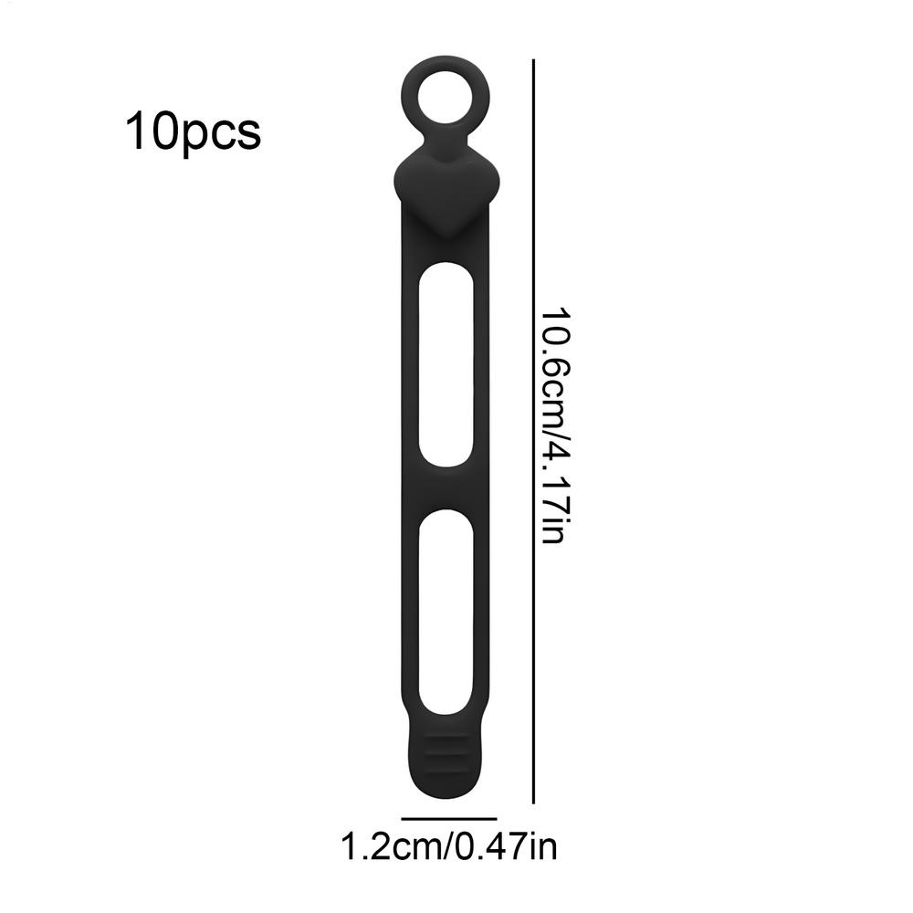 

Electrical Cable Ties 10 Piece Silicone Cable Ties Multipurpose Elastic Cord Fastening Bundling For Wire Outdoor Storage Car чорний