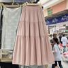 Women's Summer 2024 Pink A-Line Skirt - French Gentle Style, Long & Flowy