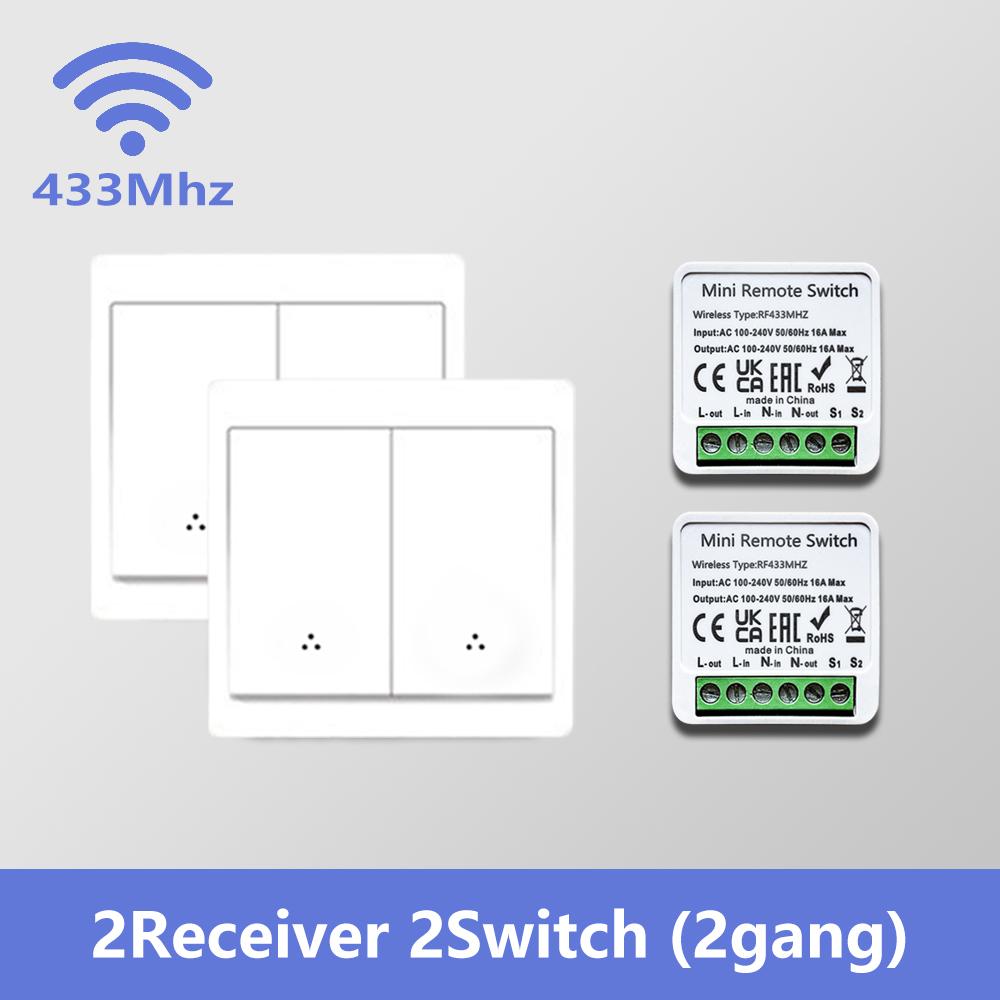 

Беспроводной умный настенный выключатель света 433 МГц 1/2/3 клавиши панель с дистанционным управлением AC100–240 В наклейка для светодиодных ламп домашняя автоматизация 2 Receiver 2 Switch
