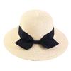 Women's summer sun-protective straw hat, beach grass pot hat, straw woven black bow, bucket hat factory JDPM-D