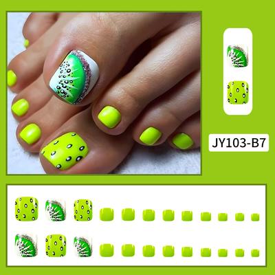 24 buc. unghii false cu design francez, apăsați pe degete, unghii de vară, unghii false, acrilice, reutilizabile, unghii decorate cu trusă de instrumente
