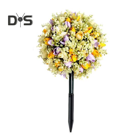 Artificial Flower Ball with Spike Realistic Faux Roses Weatherproof Artificial Rose Blooms Ball Garden Decor for Indoor Outdoor Use