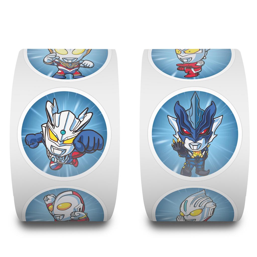 500 Aufkleber/Rolle Cartoon Ultraman Rollenaufkleber Belohnungsaufkleber Kreative Handbuchrollen Personalisierbares Klebeband
