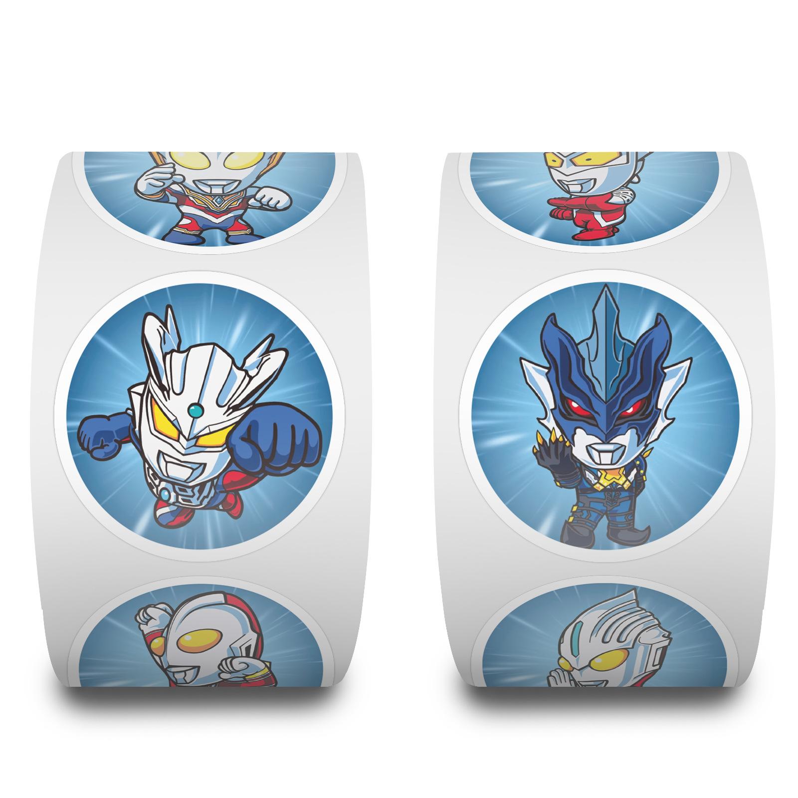 

500 Stickers/roll Cartoon Ultraman Roll Stickers Reward Stickers Creative Handbook Rolls Personalized Tape