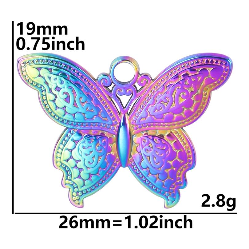 Fashion Rainbow Color Stainless Steel Butterfly Charms For Jewelry Making Supplies Animal Pendant Charm Bee Wolf Insect Findings