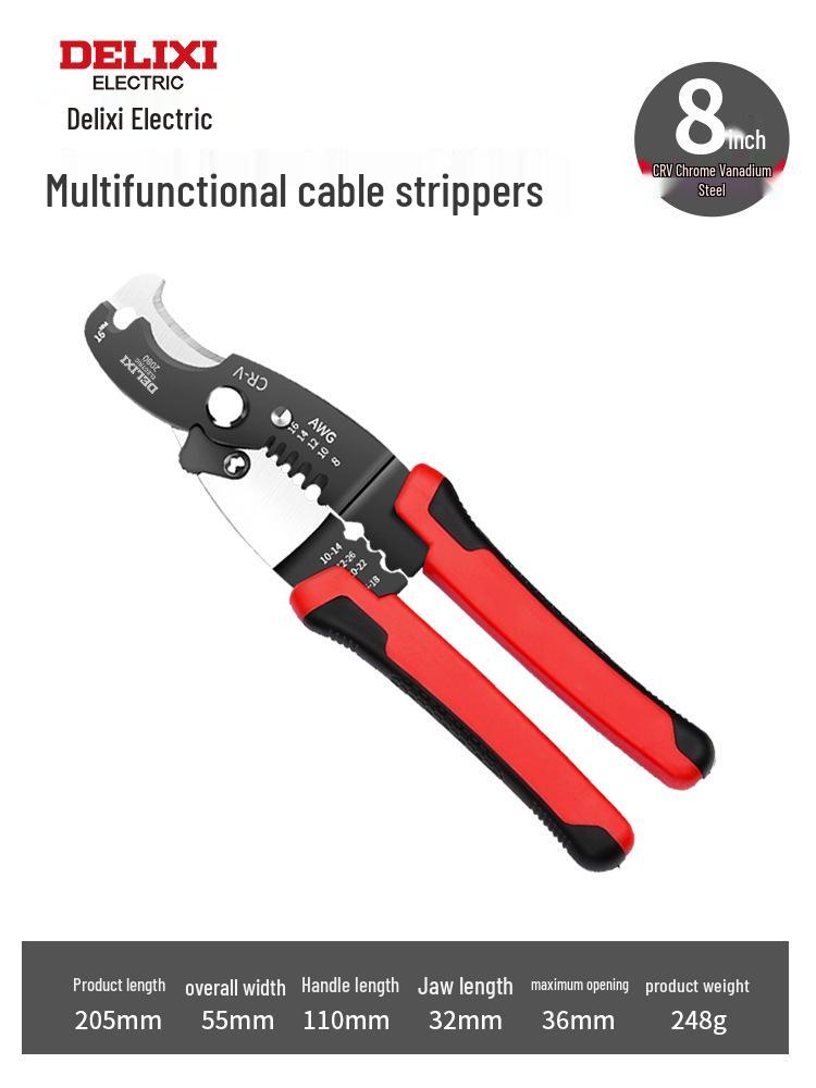 Delixi Multifunctional Electrician Wire Strippers and Crimping Pliers