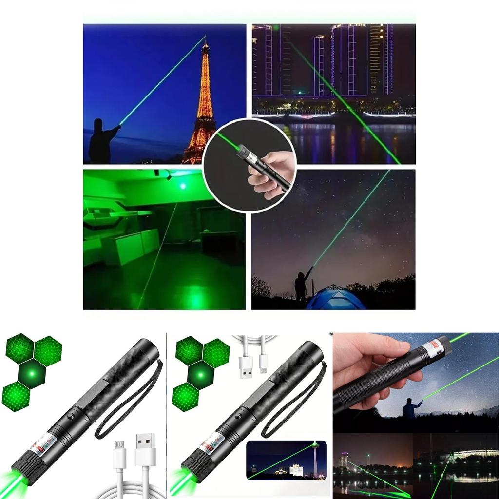 Powerful 303 Laser Pointer With Multiple Patterns For Outdoor Use In Black Aluminum Alloy