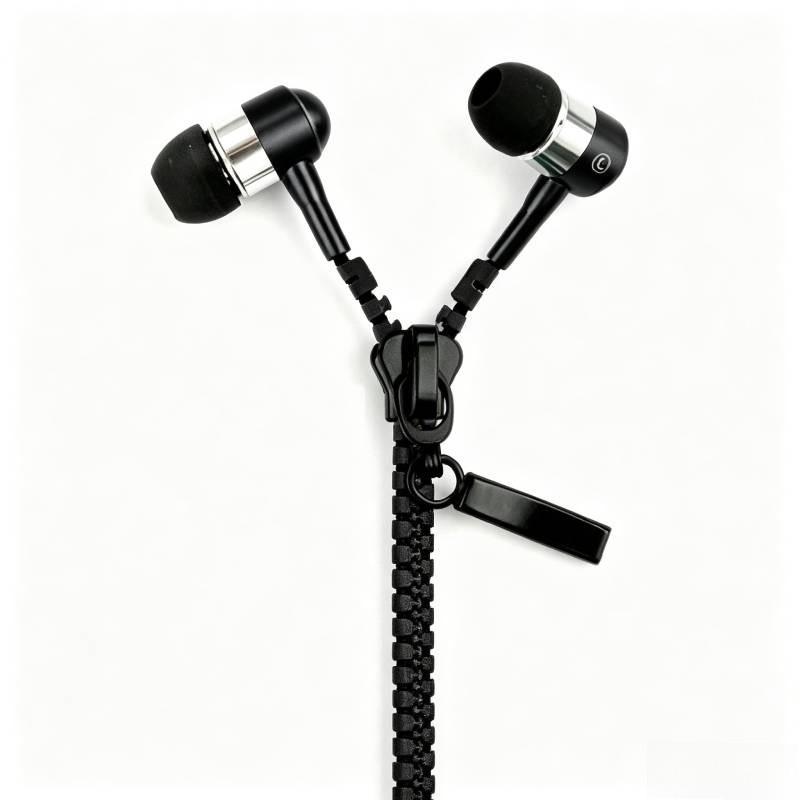 Fashion Zipper Earphones With Microphone For Music Lovers And Commuters