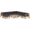 VidaXL Garden Lounge Set 9 Pcs with Dark Grey Cushions Bamboo