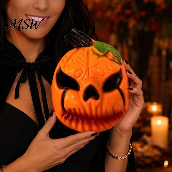 Hard Material Horror Mask Halloween Pumpkin Face Mask, Scary Lantern Party Comfortable Cosplay Breathable Costume Props for Secret Room Games Prop