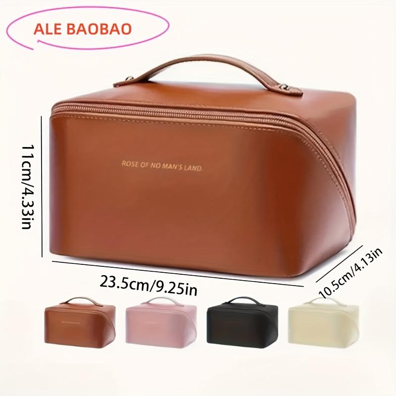 1pc Travel Makeup Bag - 3-Layer PU Cosmetic Organizer,Beige/Gold for Brushes & Skincare, Holiday Gift for Christmas/Thanksgiving