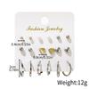 European and American New Temperament Stud Earrings, Geometric Creative Retro Pearl Circle Love 9 Pairs Set