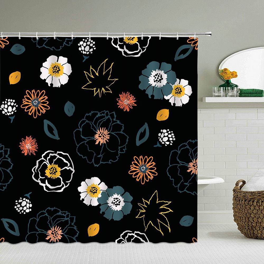 Waterproof Flower Leaves Shower Curtain For Bathroom Bath Curtains 3D Print Polyester Fabric Decor Multi-Size Shower Curtains