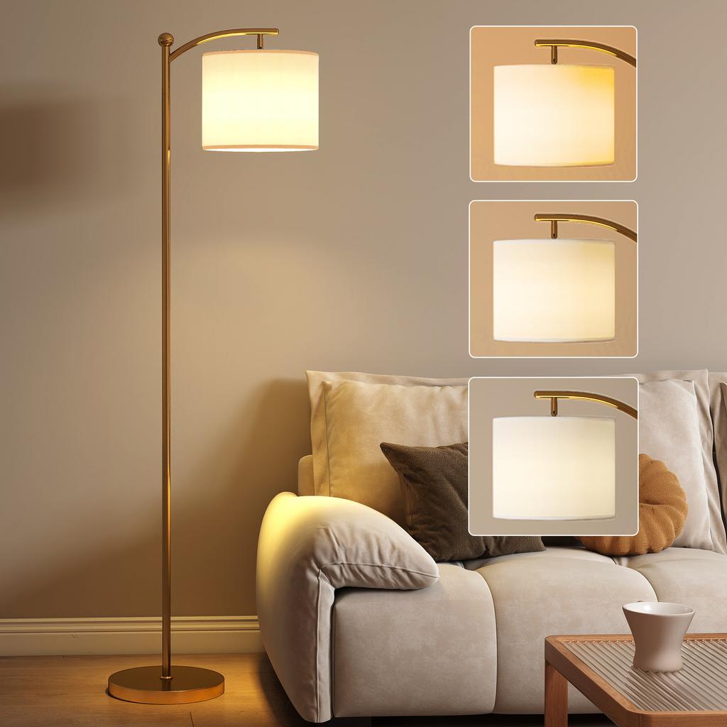 Led Floor Lamp With Remote Control Gold Tone