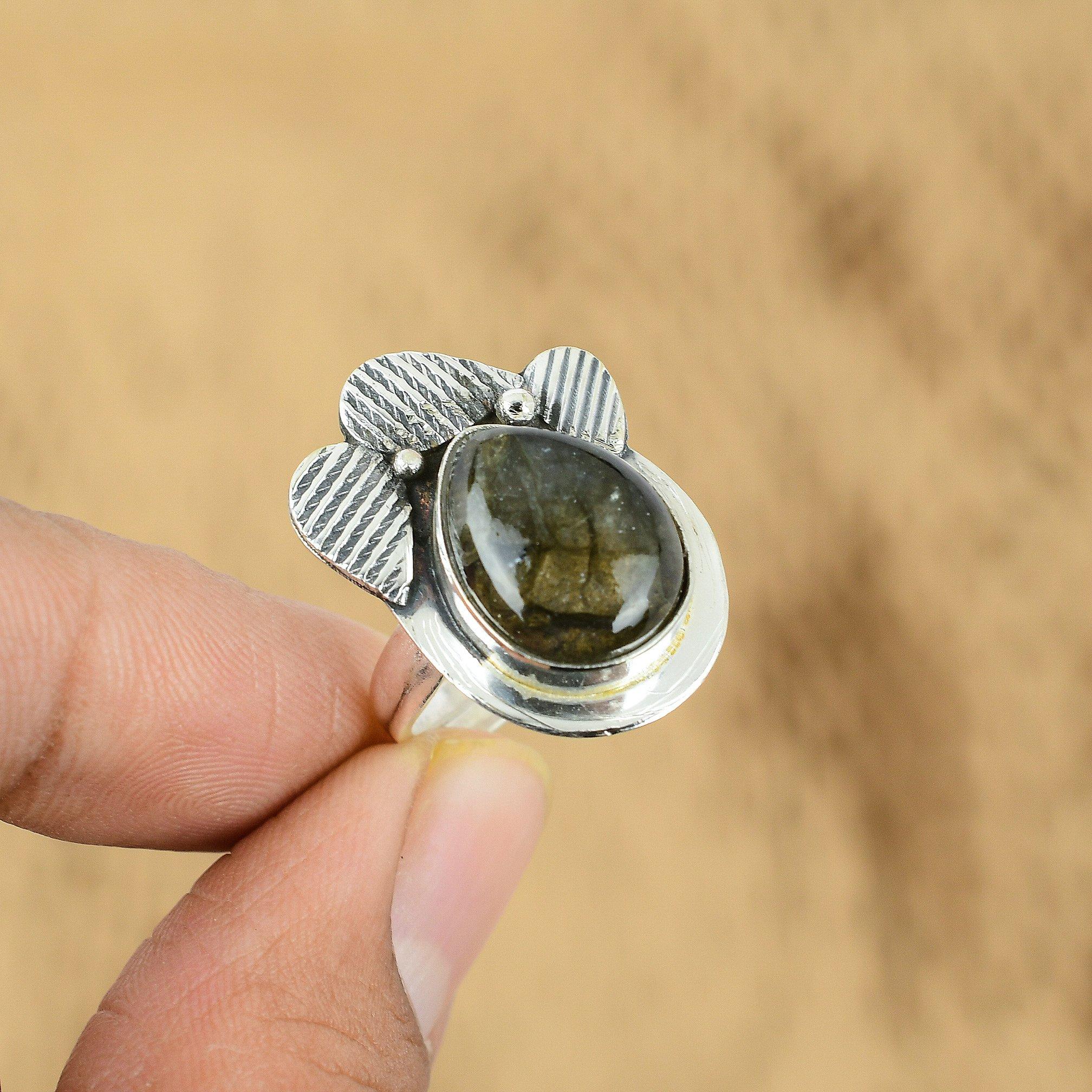 

925 Sterling Silver Pear Labradorite Stone Daughter Art Deco Trendy Ring Jewelry Yes