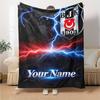 Name Custom Besiktas JK 1903 Print Flannel Blanket High Quality Warm Comfortable Cover for All Seasons Perfect for Gifts Home Decor