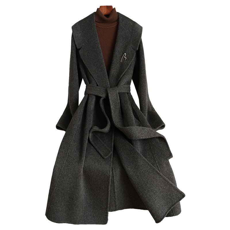 Double-sided Wool Coat Women's Autumn and Winter New Large Lapel Slim and Thin High-end Woolen Coat