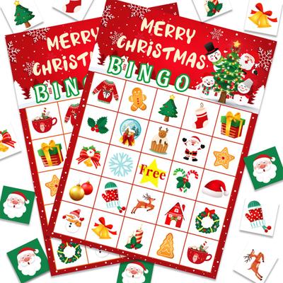 Noel Bingo Oyunu Kartları Seti Yeniden Kullanılabilir Şenlikli Tatil Bingo Kartları İç Mekan Aktiviteleri