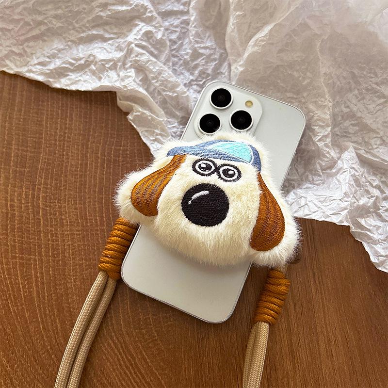 Plush Cartoon Puppy Capybara Mobile Phone Back Clip Women'S Cute Adjustable Retractable Messenger Rope Strap