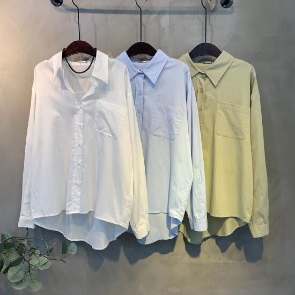 C S In The Room Women baSiC looSe Fit Long Sleeve Collar Shirt 3 ColorS