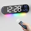 Hansang Large Digital Wall Clock with Remote Control 13.7’’, Auto Brightness, 9 RGB Ambient Light, Dual Alarm Clock&Timer, 12/24H Mode,