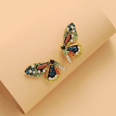 Korean Style Rhinestone Crystal Butterfly Stud Earrings