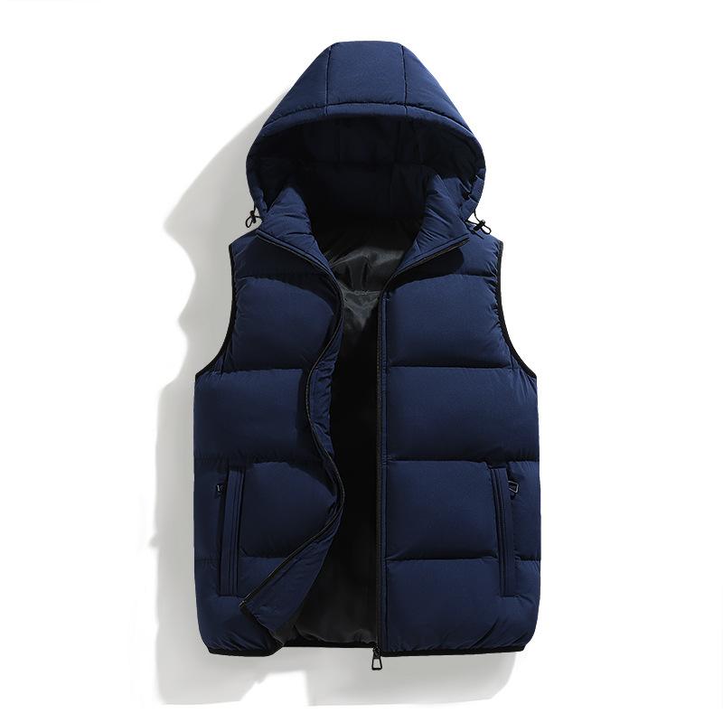 Men Autumn Thicken Sleeveless Vests Jacket Coat Mens Winter Warm Detachable Hat Outwear Waistcoat Hooded Vest Jacket Male