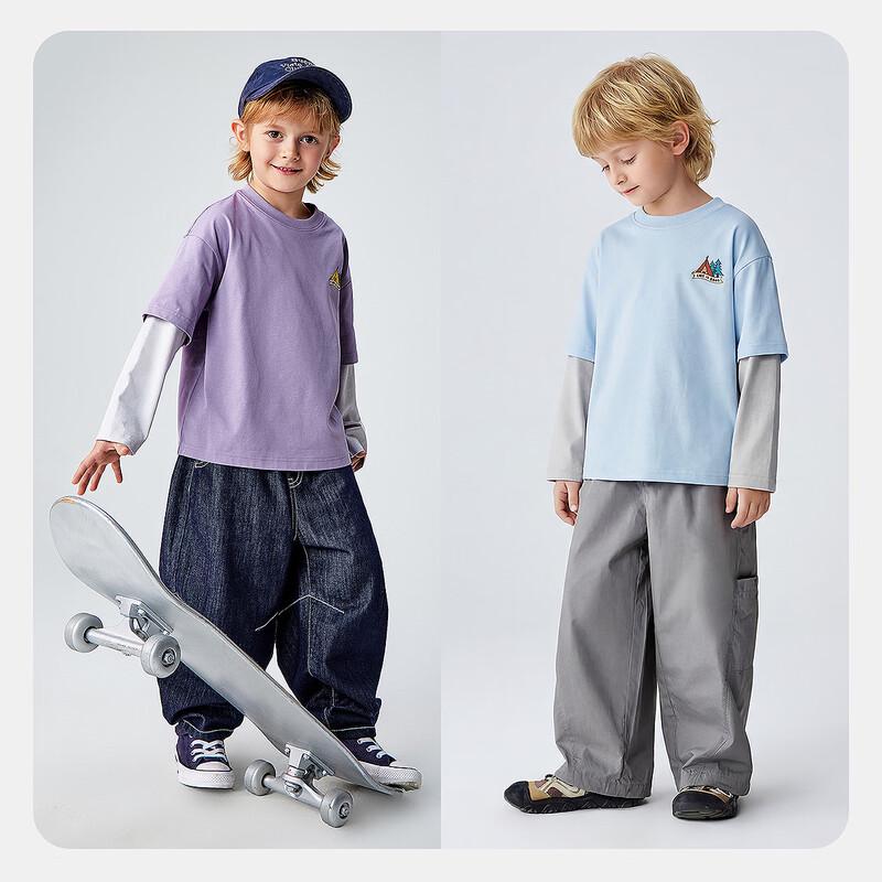 Minibala Boy's Faux Two-Piece Long Sleeve T-Shirt