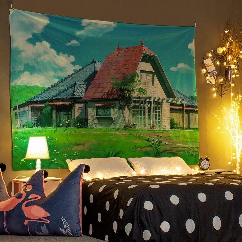 Cartoon-Wandteppich, Wanddekoration, Inneneinrichtung, Szene, Kunst, hängender Hintergrundstoff