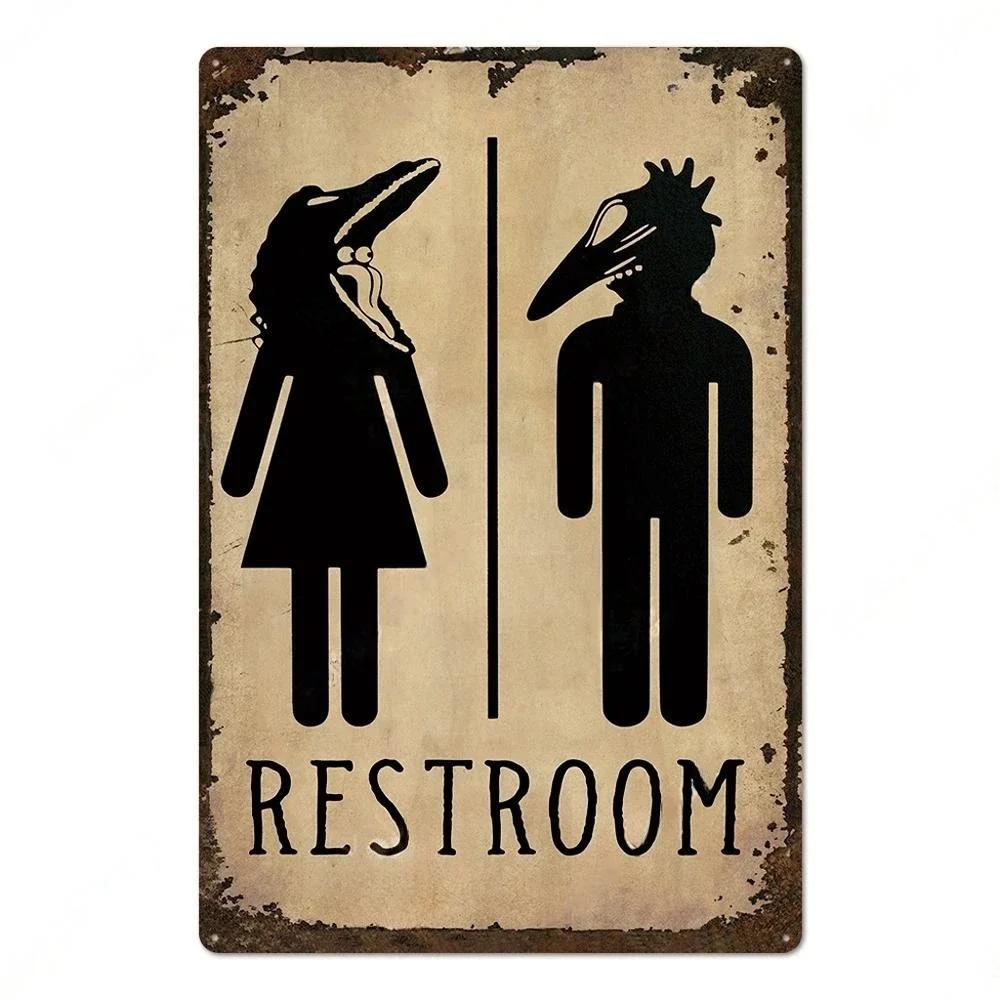 Vintage Toilet Sign Funny Metal Tin Sign Plaque WC Lavatory Toilettes Wall Art Bar Club Bathroom Restroom Toilet Wall Decoration