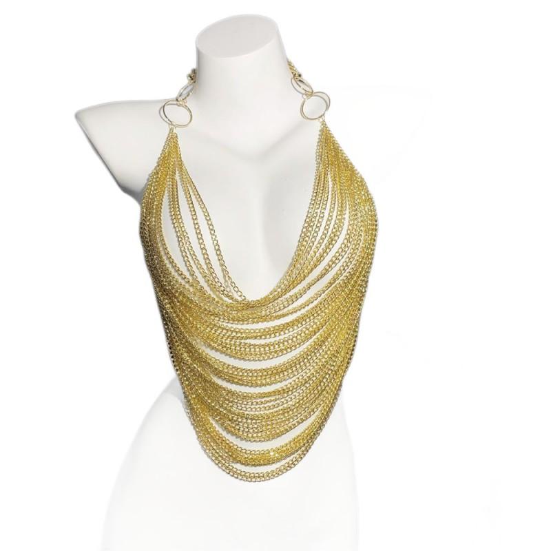 Multi-layer Gold Plated Chain Choker Necklace Retro Luxury Body Jewelry Stacking