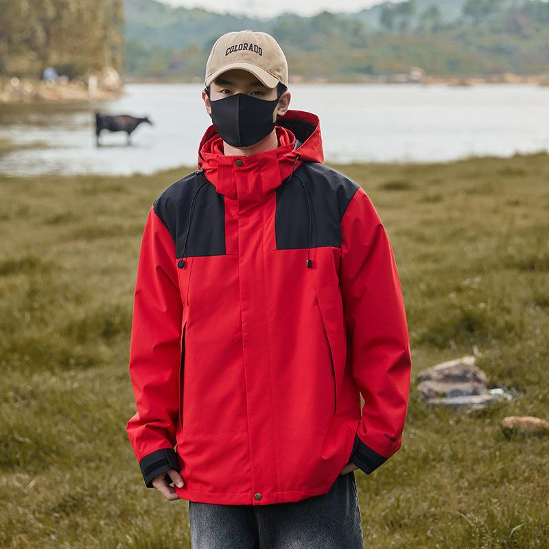 Herbst und Winter Neue Drei-in-Eins-Paare Abnehmbare Innenauskleidung Mit Kapuze Winddichte Bergsteigerbekleidung Warme Outdoor-Hardshelljacke